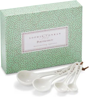 Portmeirion Sophie Conran Measuring Spoon Set - Fine Porcelain Kitchen Utensils for Baking & Cooking - 1 Tbsp, 1/2 Tbsp, 1 Tsp, 1/2 Tsp - Gift Boxed, Dishwasher Safe - Essential Kitchen Gadgets