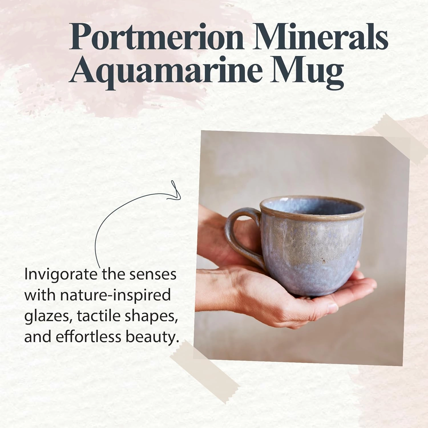Portmeirion 12oz Minerals Mug, Aquamarine (Set of 4) - Stoneware Coffee Cup, Sturdy Ceramic Mug, Microwave, Dishwasher, Freezer, Oven Safe - Artisan Made Drinkware for Tea, Expresso, Latte