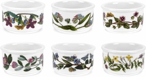 Portmeirion Botanic Garden 3.25" Ramekins (Set of 6) - Pansy Motif, Fine Porcelain Mini Bowls, Dishwasher, Microwave, Freezer, Oven Safe - Vintage Inspired Serveware for Desserts & Baking