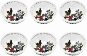 Portmeirion Holly and Ivy 8-Inch Salad Bowls (Set of 6) - Festive Earthenware for Christmas Dining, Ideal for Salads, Sides, Desserts - Microwave, Dishwasher, Freezer Safe - Seasonal Tableware