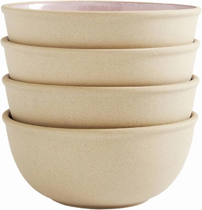 Portmeirion Minerals 6-Inch Serving Bowl, Rose Quartz (Set of 4) - Recycled Clay Stoneware, Handmade in Portugal, Reactive Glaze for a Unique Look, Microwave & Dishwasher Safe - Decorative Modern Bowl