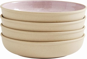 Portmeirion Minerals 8.7-Inch Low Serving Bowl, Rose Quartz (Set of 4) - Recycled Clay Stoneware with Reactive Glaze, Made in Portugal, Microwave & Dishwasher Safe - Decorative Modern Bowl