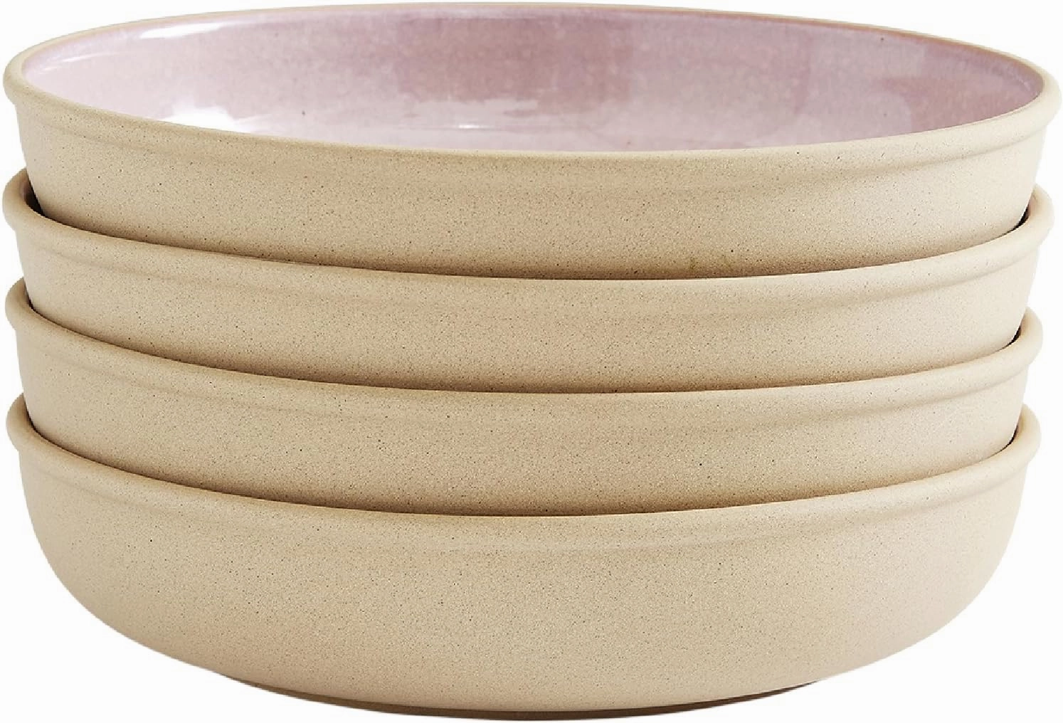 Portmeirion Minerals 8.7-Inch Low Serving Bowl, Rose Quartz (Set of 4) - Recycled Clay Stoneware with Reactive Glaze, Made in Portugal, Microwave & Dishwasher Safe - Decorative Modern Bowl