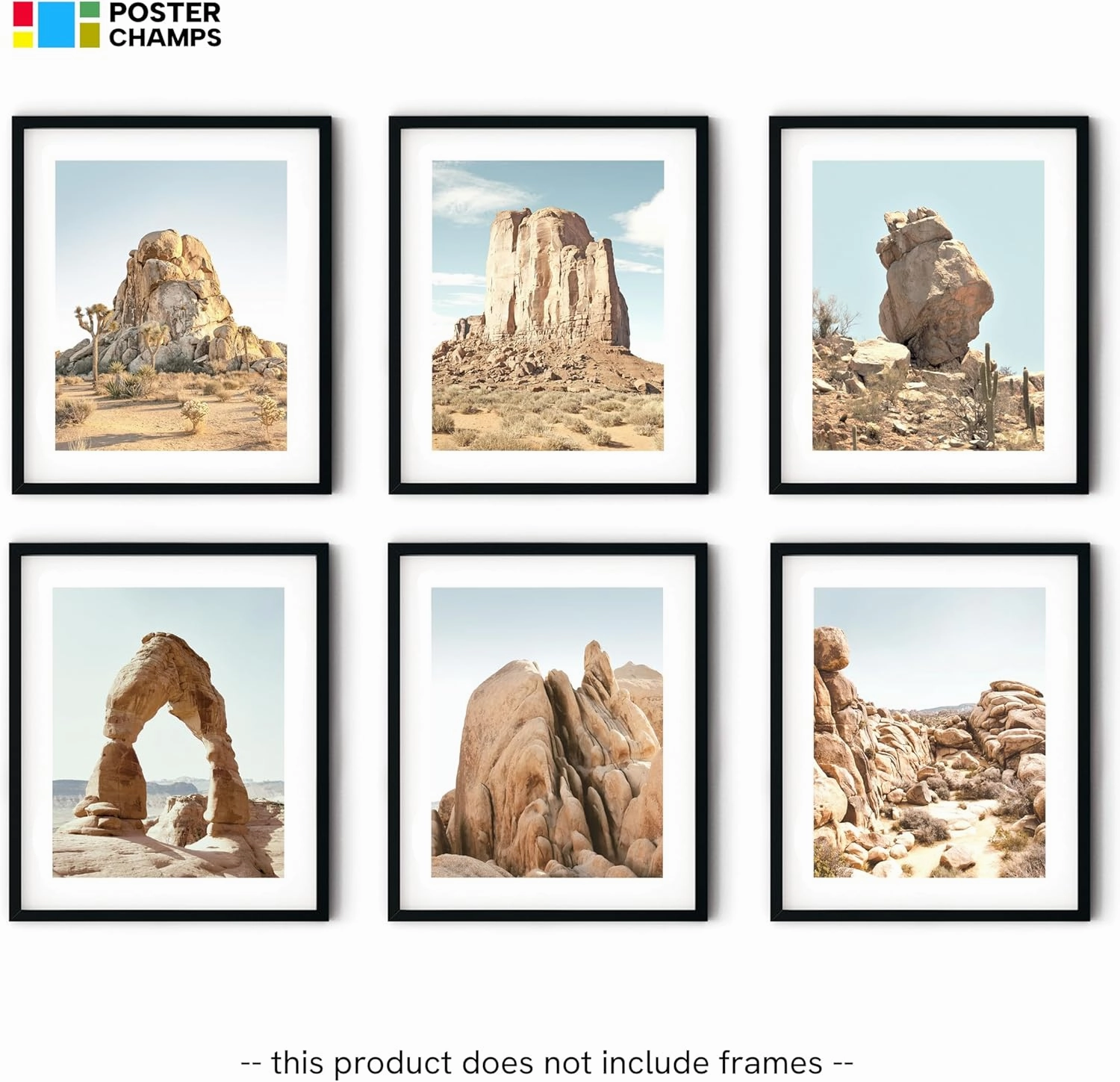 Poster Champs Desert Wall Decor - Neutral Southwestern Landscape Art Prints - Set of 6, 8x10, Unframed