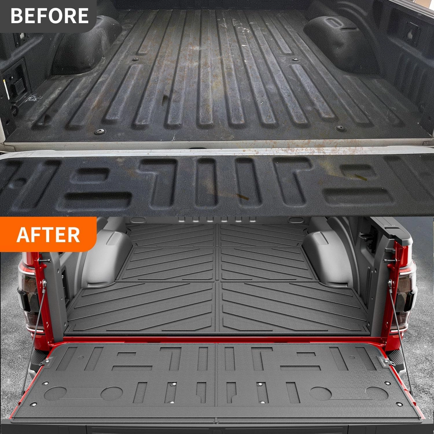 powoq 6.5FT Bed Mat Compatible with 2021 2022 2023 2024 2025 Ford F-150 Tailgate Mat TPE Truck Bed Liner Replacement for 2021-2025 Ford F150 Accessories (6.5FT Bed Mat Tailgate Mat)