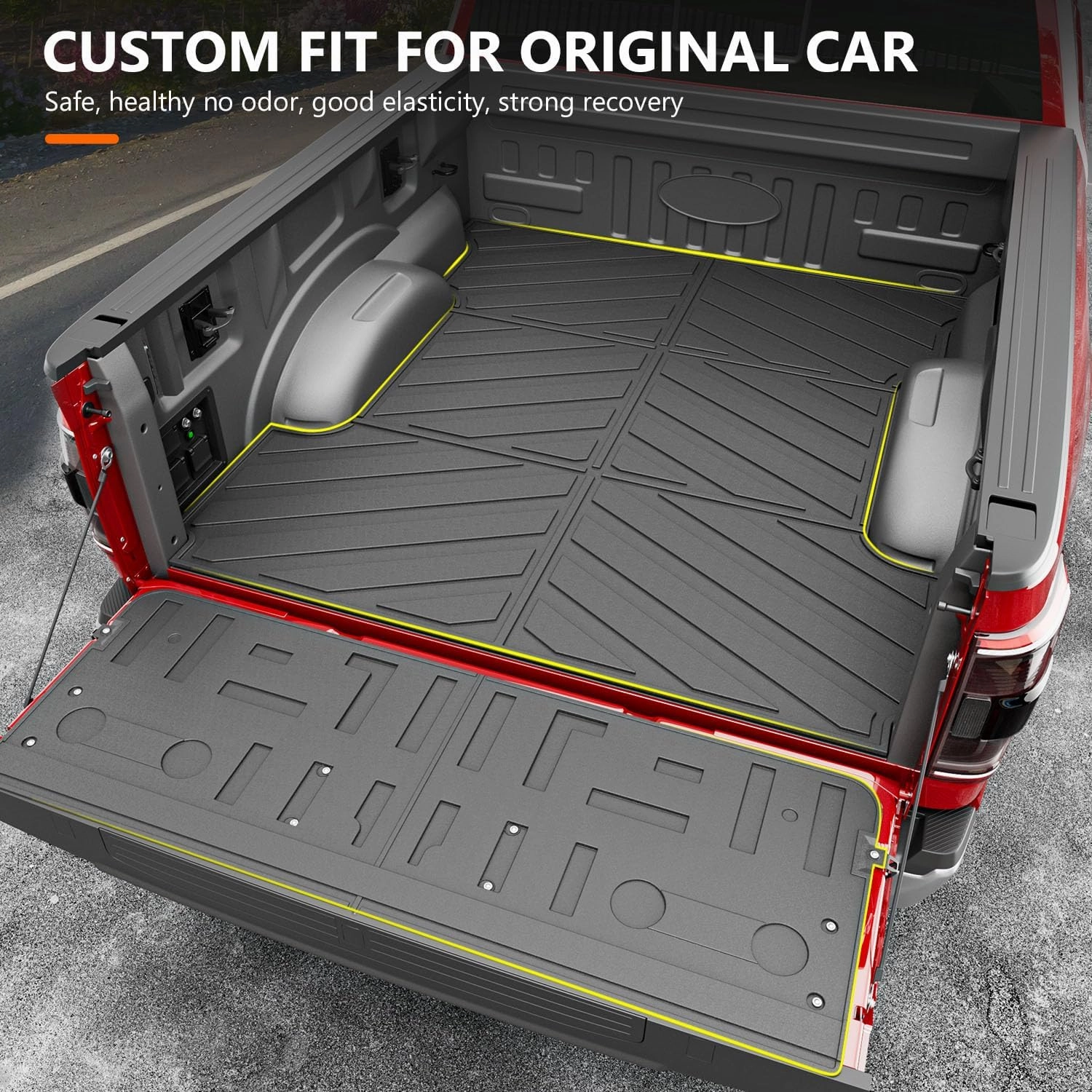 powoq 6.5FT Bed Mat Compatible with 2021 2022 2023 2024 2025 Ford F-150 Tailgate Mat TPE Truck Bed Liner Replacement for 2021-2025 Ford F150 Accessories (6.5FT Bed Mat Tailgate Mat)