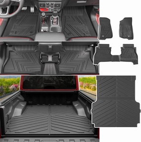 powoq Floor Mats Compatible with 2020-2025 Jeep Gladiator JT Truck Bed Mat Floor Liner Truck Mat 5FT Bed Mat TPE Truck Liner Replacement for 20-25 Jeep Gladiator Accessories (Truck Mat   Floor Mats)