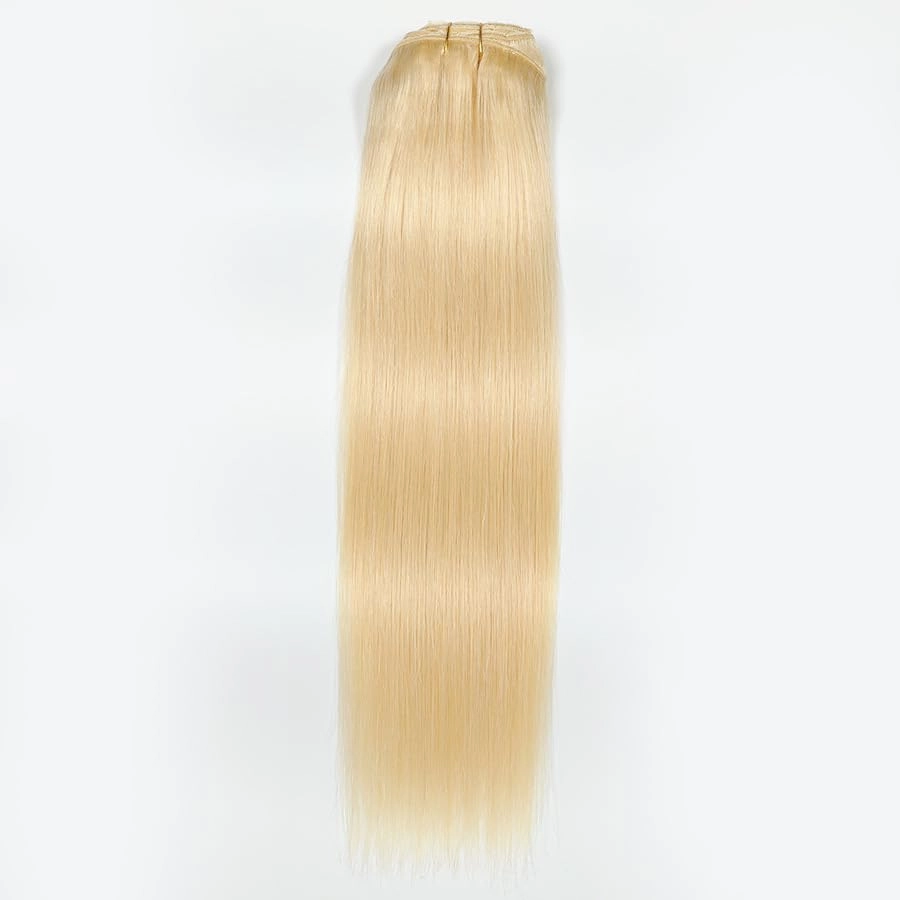 Premium 100% Human Hair Clip-In Extensions - Sleek Straight (8-Piece Set, 120g) (613#, 18 Inches)