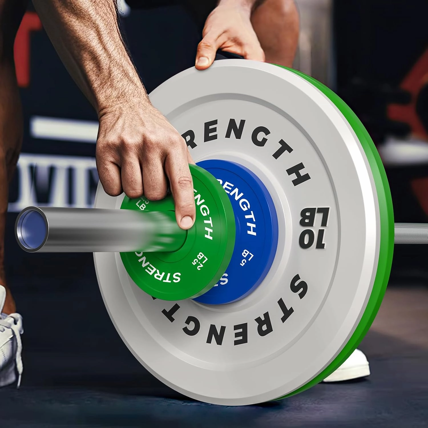 Premium Color-Coded Rubber Bumper Plates Set - 2 Inch Olympic Weight Plates for Home Gym Cross and Strength Training