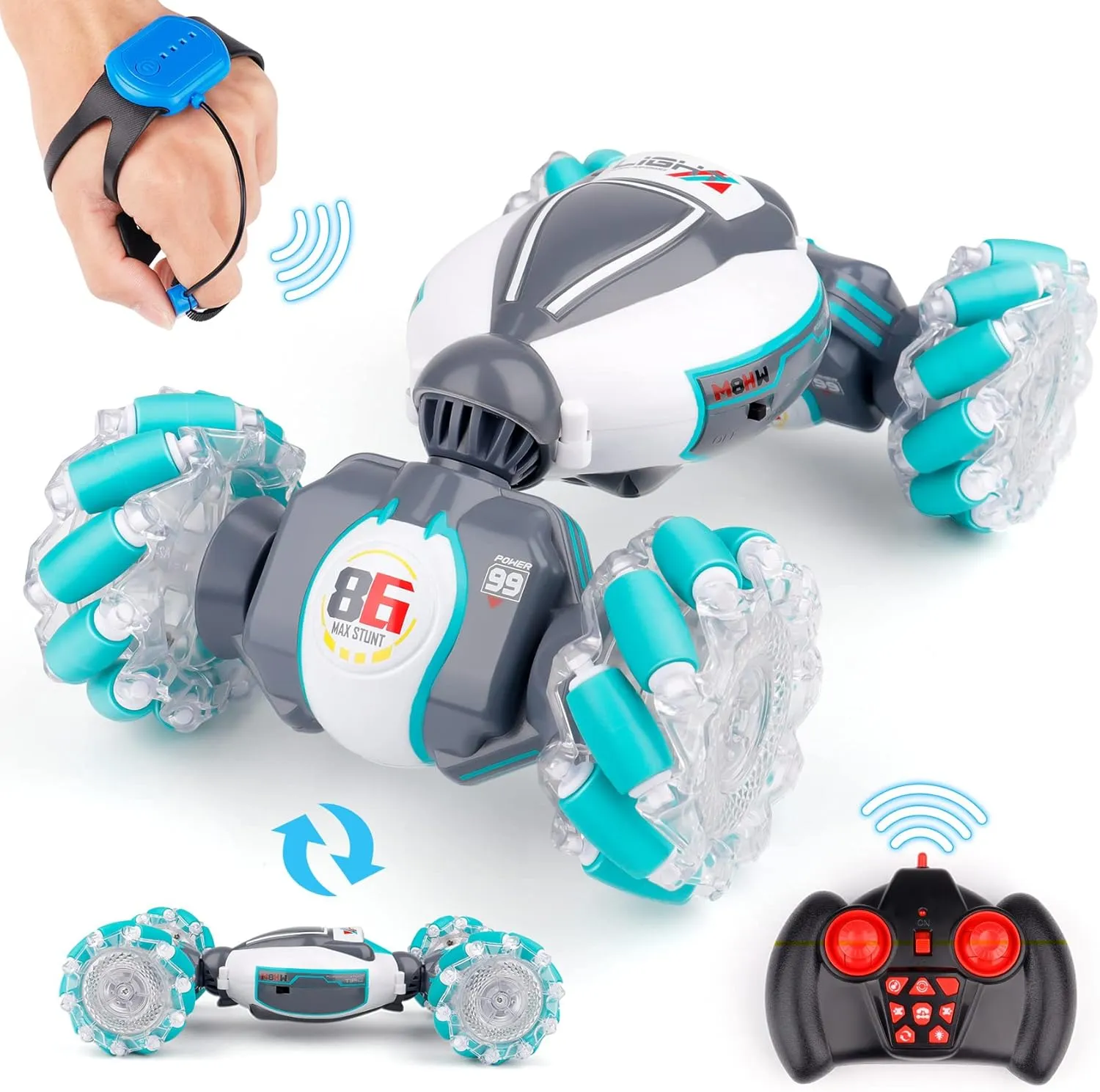 PREPOP Gesture Sensing RC Stunt Car Toys for 6-12 yr Boys&Girls - Best Birthday Gifts for Kids, 2.4Ghz Hand Controlled Remote Control Twist Cars, 4WD Transform Off Road for Rotating
