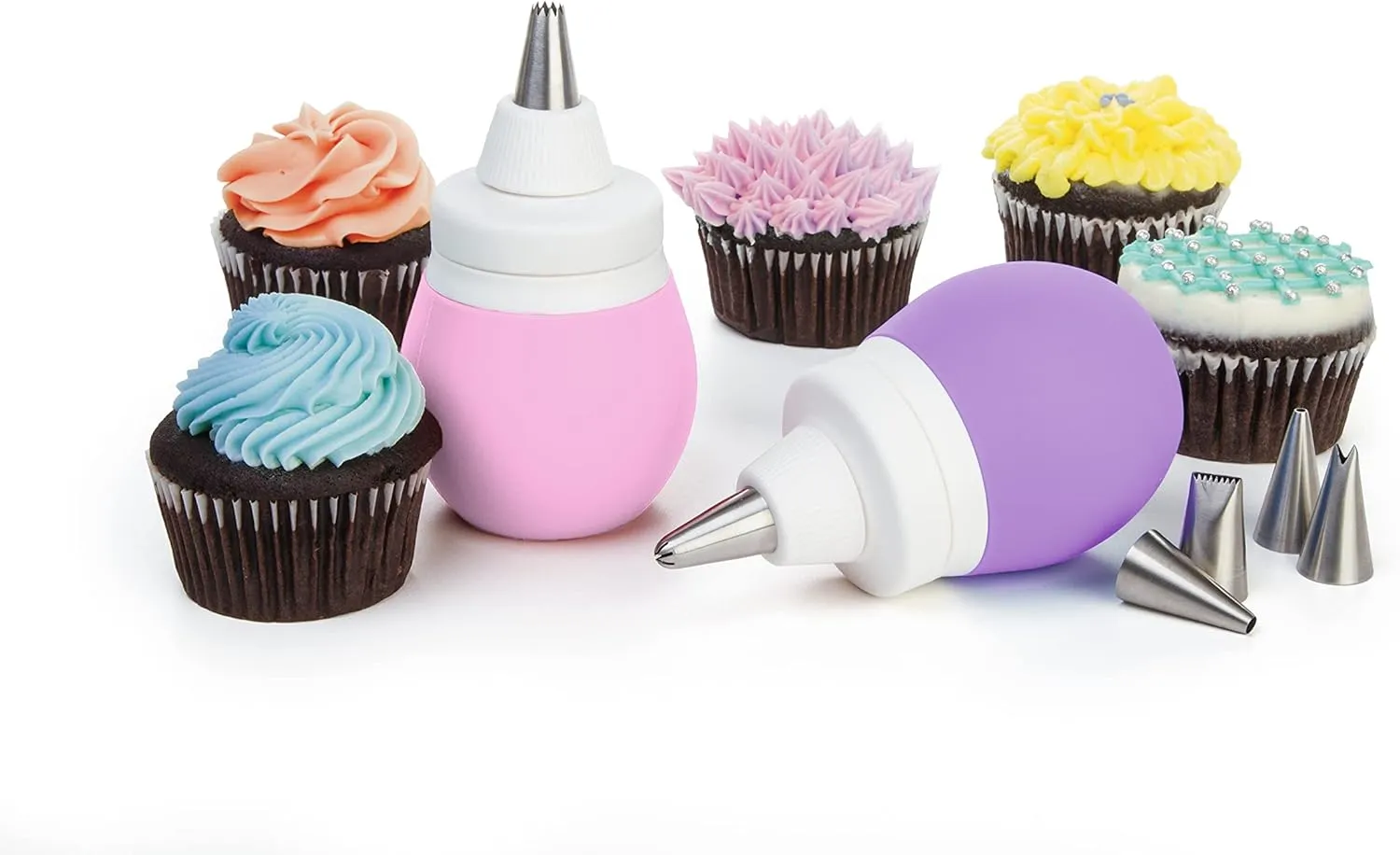 Prepworks by Progressive 8-Piece Frosting Bulb Decorating Kit (Pink)