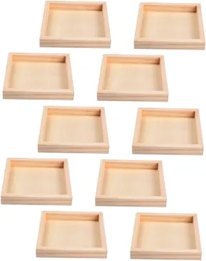PRETYZOOM 10Pcs Holder Trays Serving Trays for Organization of Puzzle Unfinished Wood Craft with Smooth Surface
