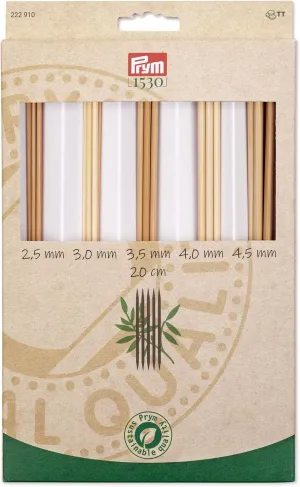 Prym 8" Set, Bamboo, 2.5-4.5mm Double-Pointed Knitting Needles, Natural 25 Count