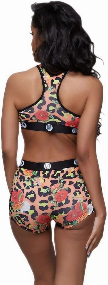 PSD Women's Animal Print Sports Bra - Racerback Sports Bras for Women with Breathable Microfiber Fabric