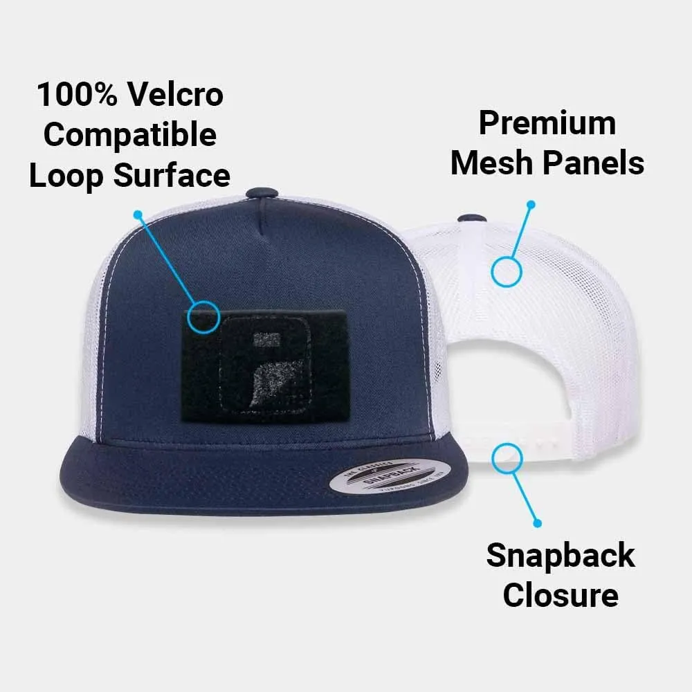 Pull Patch Tactical Hat | Authentic Snapback Flat Bill Trucker Cap | 2x3 Loop Surface to Attach Morale Hook Patches