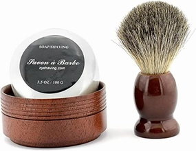 Pure Badger Hair Shaving Brush Natural Wood Mug Bowl Hand-Made Soap Barber Set