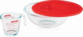 Pyrex 3 Piece Glass Measuring Cup Set, Includes 1-Cup, 2-Cup, and 4-Cup Tempered Glass Liquid Measuring Cups, Dishwasher, Freezer, Microwave, and Preheated Oven Safe, Essential Kitchen Tools