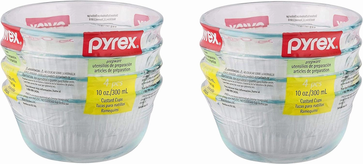 Pyrex Bakeware Custard Cups, 10-Ounce, Pack of 8