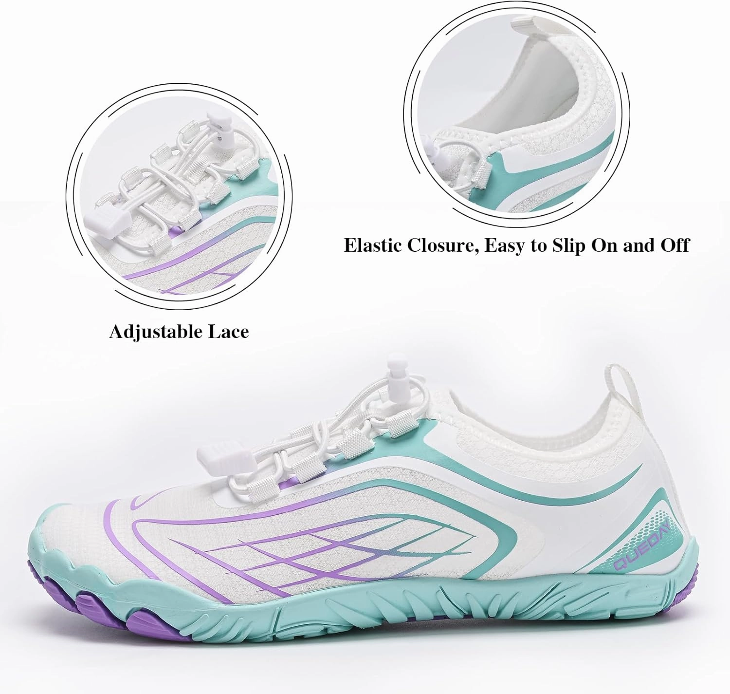 Queday Water Shoes for Women Men Quick Dry Barefoot Shoes Athletic Lightweight Sports Aqua Socks Outdoor Swim Hiking Diving Surf Fishing Walking Kayaking
