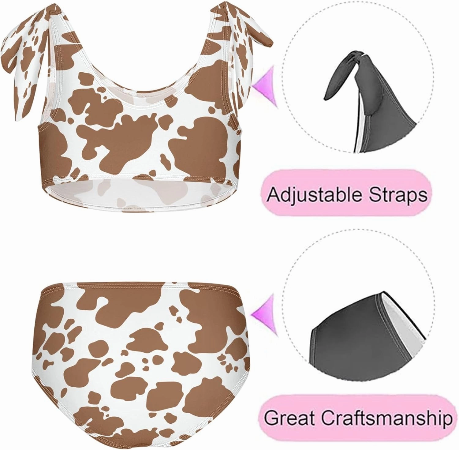 QUGRL Girls Swimsuit Two Piece Swimwear Bathing Suit for Girls Tankini Bikini Set Size 3-12T