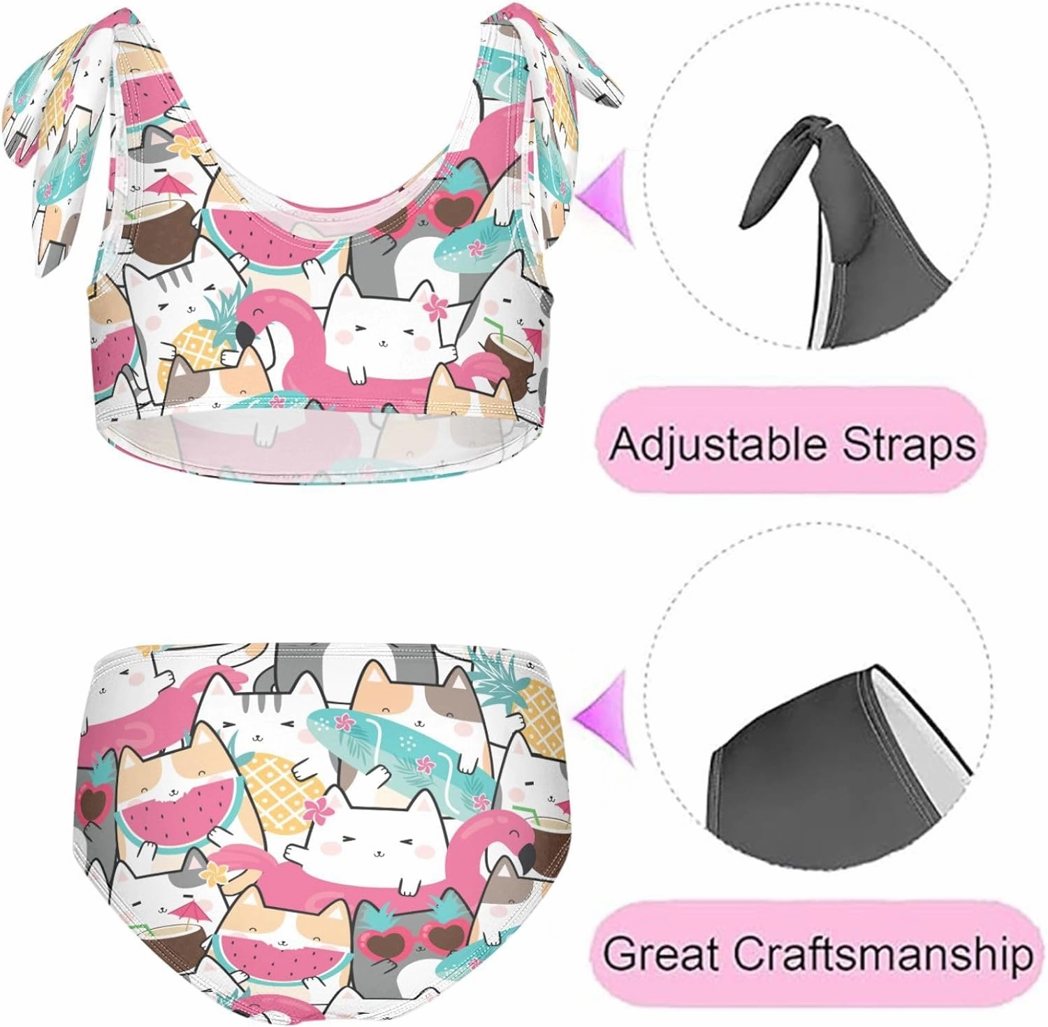 QUGRL Girls Swimsuit Two Piece Swimwear Bathing Suit for Girls Tankini Bikini Set Size 3-12T