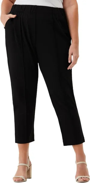 Rafaella Women's 27" Plus Size Easy Pull-on Pants with Stretch Crepe Fabric, Straight Leg Classic Fit, Cropped Work Slacks