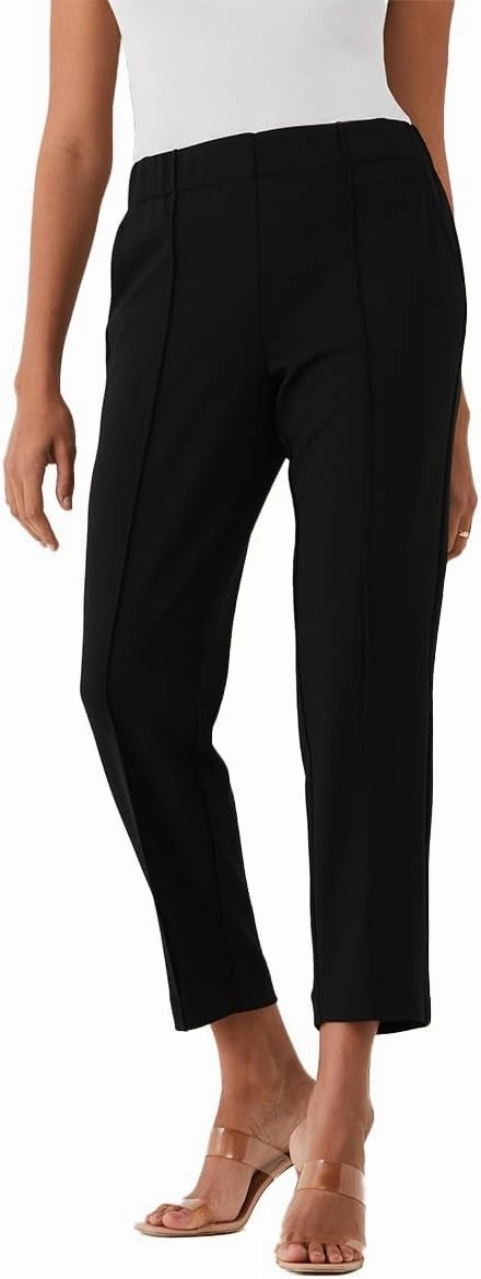 Rafaella Women's 26" Easy Pull-on Pants with Stretch Crepe Fabric, Straight Leg Classic Fit, Cropped Work Slacks