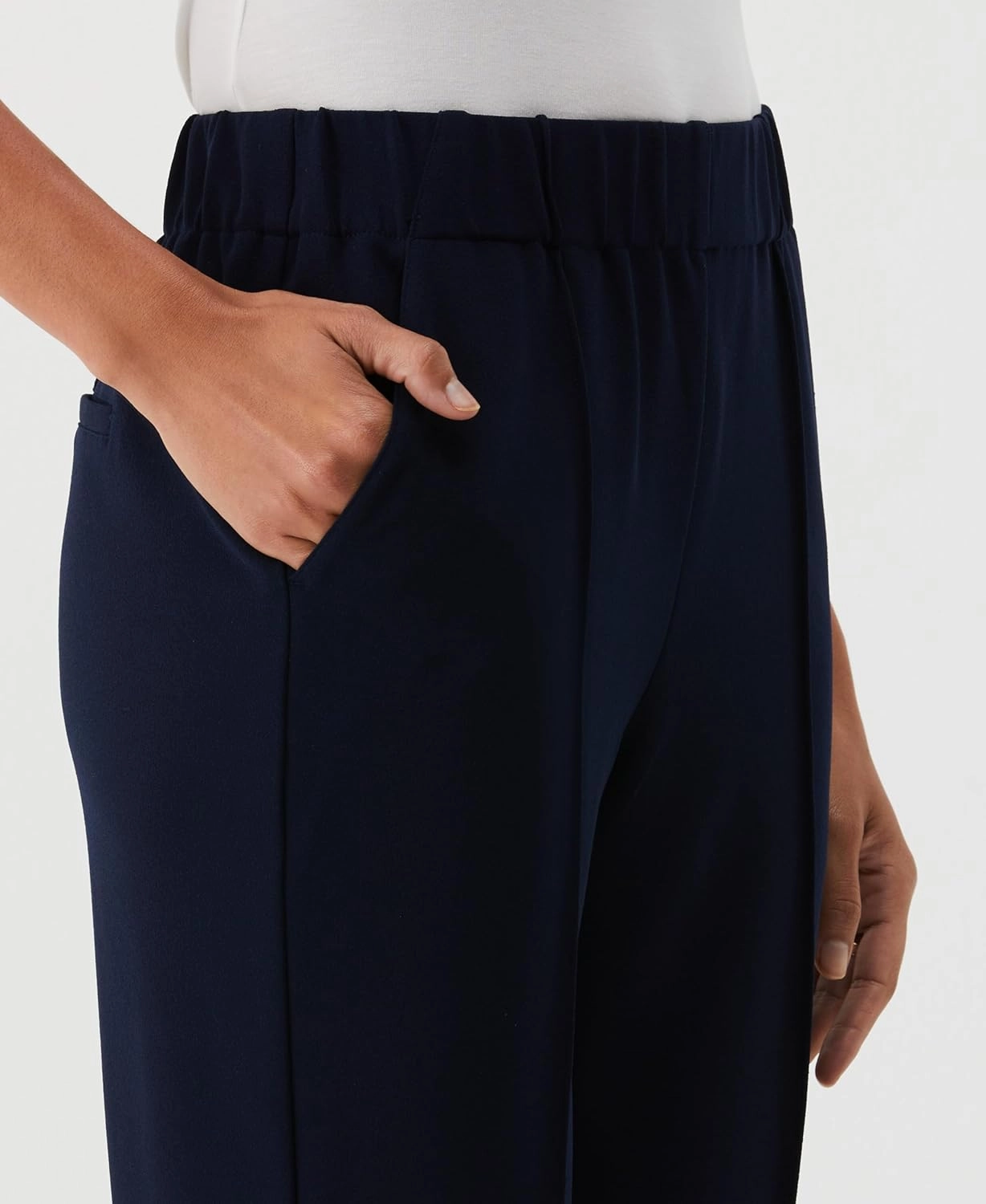 Rafaella Women's 26" Easy Pull-on Pants with Stretch Crepe Fabric, Straight Leg Classic Fit, Cropped Work Slacks