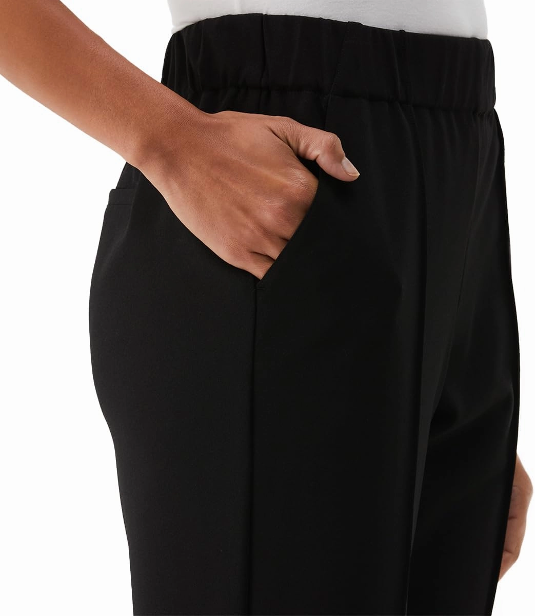 Rafaella Women's 26" Easy Pull-on Pants with Stretch Crepe Fabric, Straight Leg Classic Fit, Cropped Work Slacks