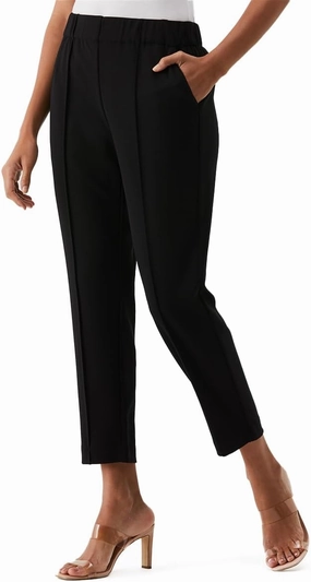 Rafaella Women's 26" Easy Pull-on Pants with Stretch Crepe Fabric, Straight Leg Classic Fit, Cropped Work Slacks
