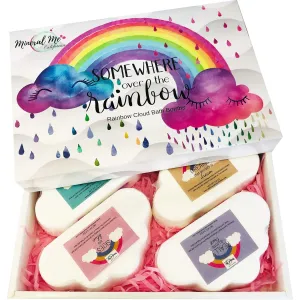 Rainbow Bath Bombs for Kids- Natural and Organic Bubble Bath Bombs w/Moisturizing Shea Butter and Natural Oils, 4 Large Unicorn Cloud BathBombs for Girls, Boys, Women, Birthday Gift for Her
