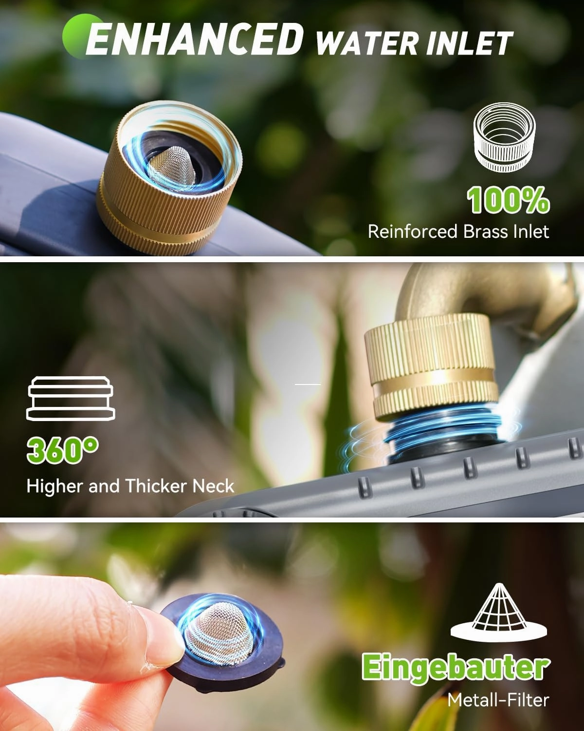RAINPOINT 3 Zone Sprinkler Timer with Brass Inlet, Water Timer for Garden Hose,Rain Delay/Manual/Automatic Watering System, Hose,Hose Timers for Watering with IP65 Waterproof, Large LCD for Yard