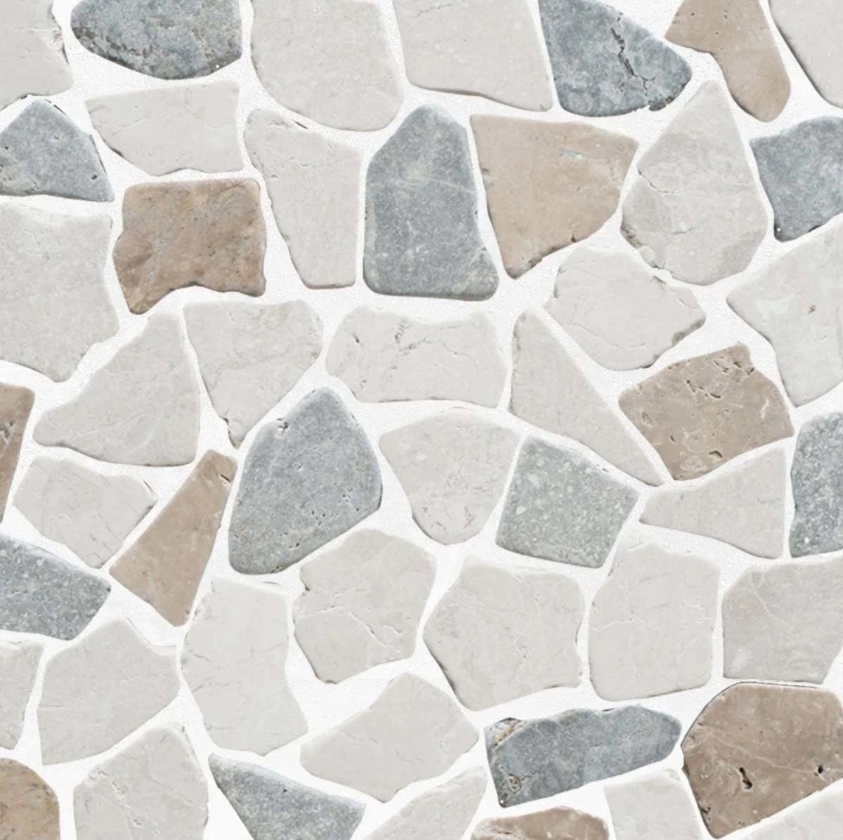 Random Sea Sand Marble Mosaic, Tumbled Stone Back Splash Tiles for Kitchen Walls, Shower and Bathroom Floors, and Outdoor Areas (11.4" X 11.4")