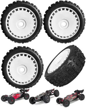 RC 17mm Wheels Tires for ARRMA 1/8 Typhon 6S 3S BLX,Talion 6S BLX,Redcat,Team,Losi,HPI,HPS,Kyosho,Hobao,Rc Tires Wheels 4PCS,Replace ARA550097,White