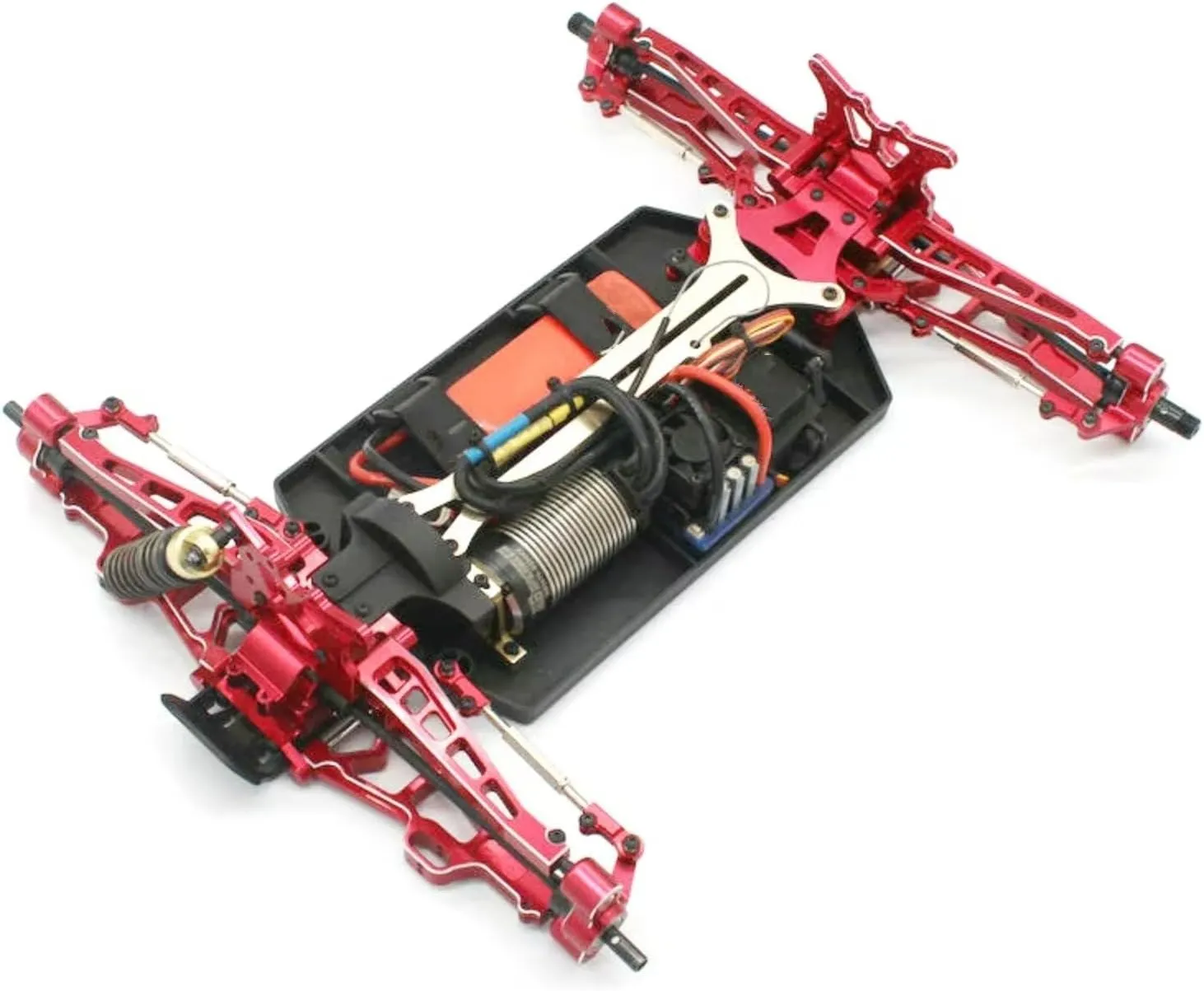 RC Car Accessories for JLB 11101 21101 J3 1/10 Hydraulic Plate Shock Mount EA1004 RC Remote Control Car for Racing Metal Upgrade Parts(Red)