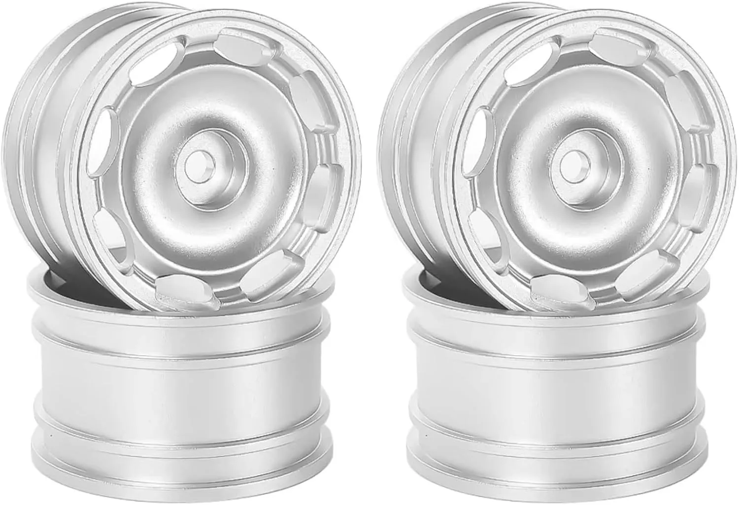 RC Car DIY Parts for Tamiya M03 M04 M05 M06 M07 MB-01 XM-01 1/10 4pcs 42mm Metal Wheel Rim Wheel Hubs RC On-Road Drift for Racing Car Upgrade Parts(Silver)