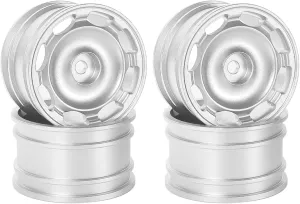 RC Car DIY Parts for Tamiya M03 M04 M05 M06 M07 MB-01 XM-01 1/10 4pcs 42mm Metal Wheel Rim Wheel Hubs RC On-Road Drift for Racing Car Upgrade Parts(Silver)