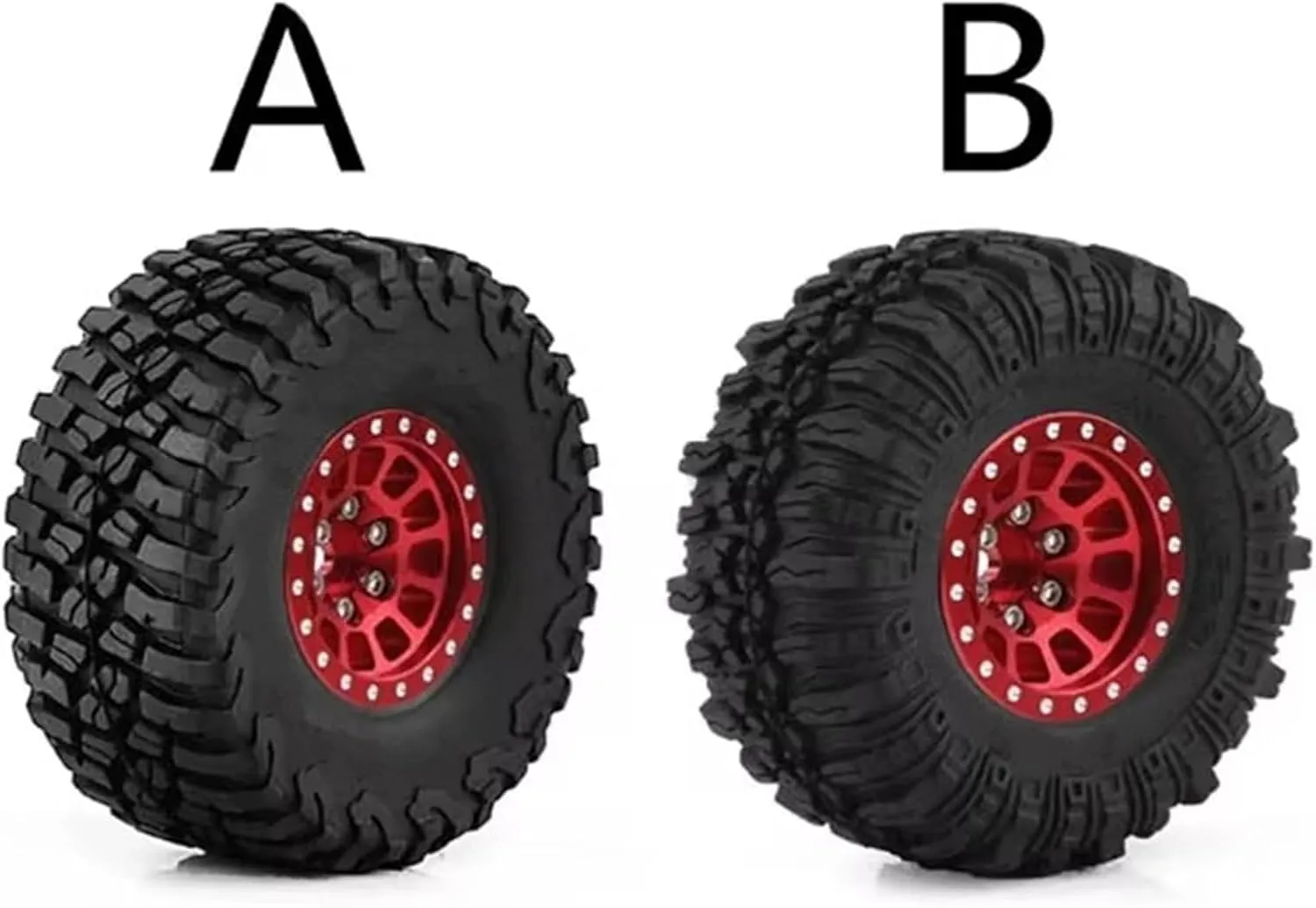 Rc Wheel Rim Tire for Traxxas for TRX4-M for Defender for Bronco for SCX24 for FMS 4PCS 1 Inch Metal Wheels with Tires Upgrade Hub Tyre Set for 1/18 RC Car(Black,B)