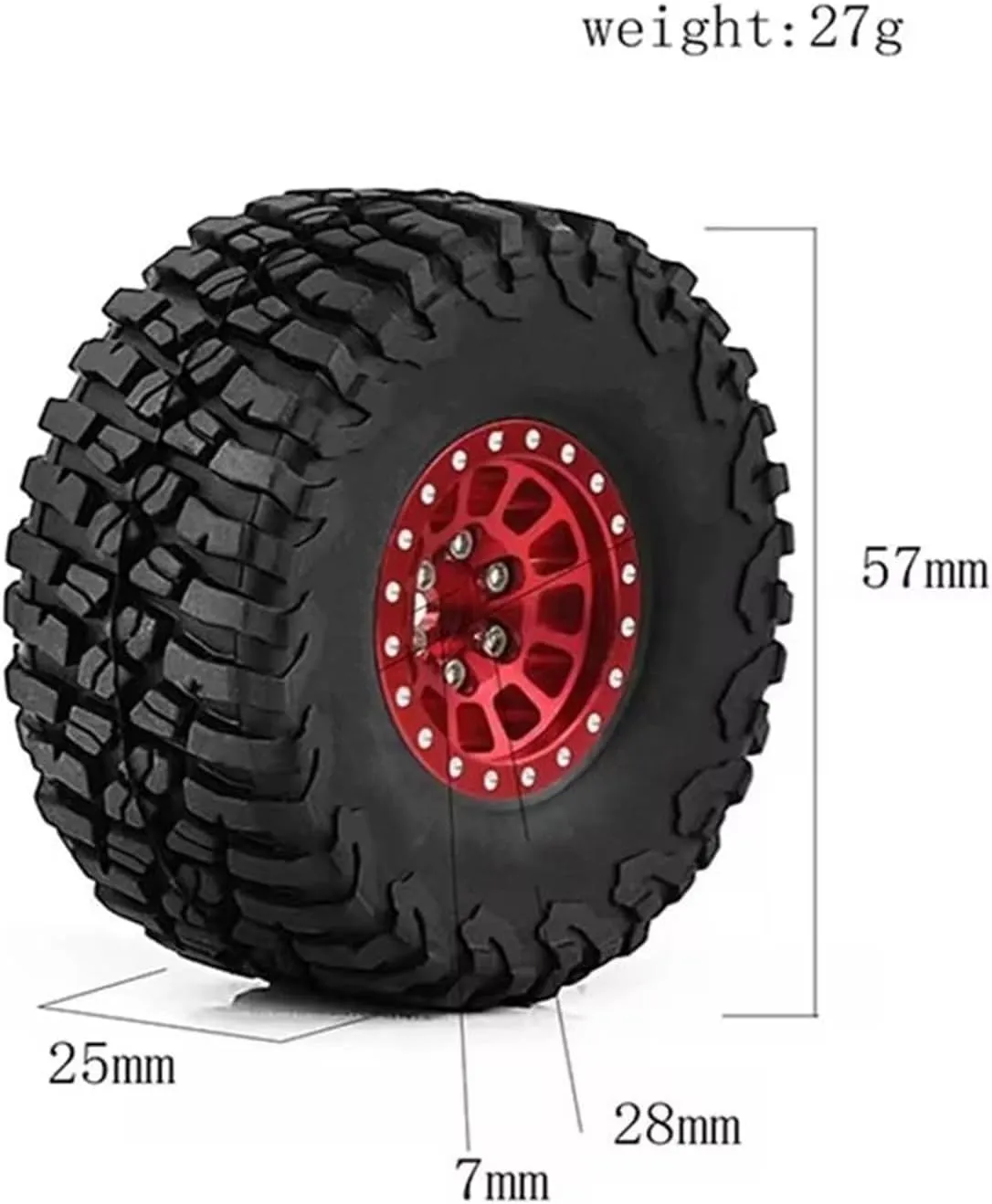 Rc Wheel Rim Tire for Traxxas for TRX4-M for Defender for Bronco for SCX24 for FMS 4PCS 1 Inch Metal Wheels with Tires Upgrade Hub Tyre Set for 1/18 RC Car(Black,B)