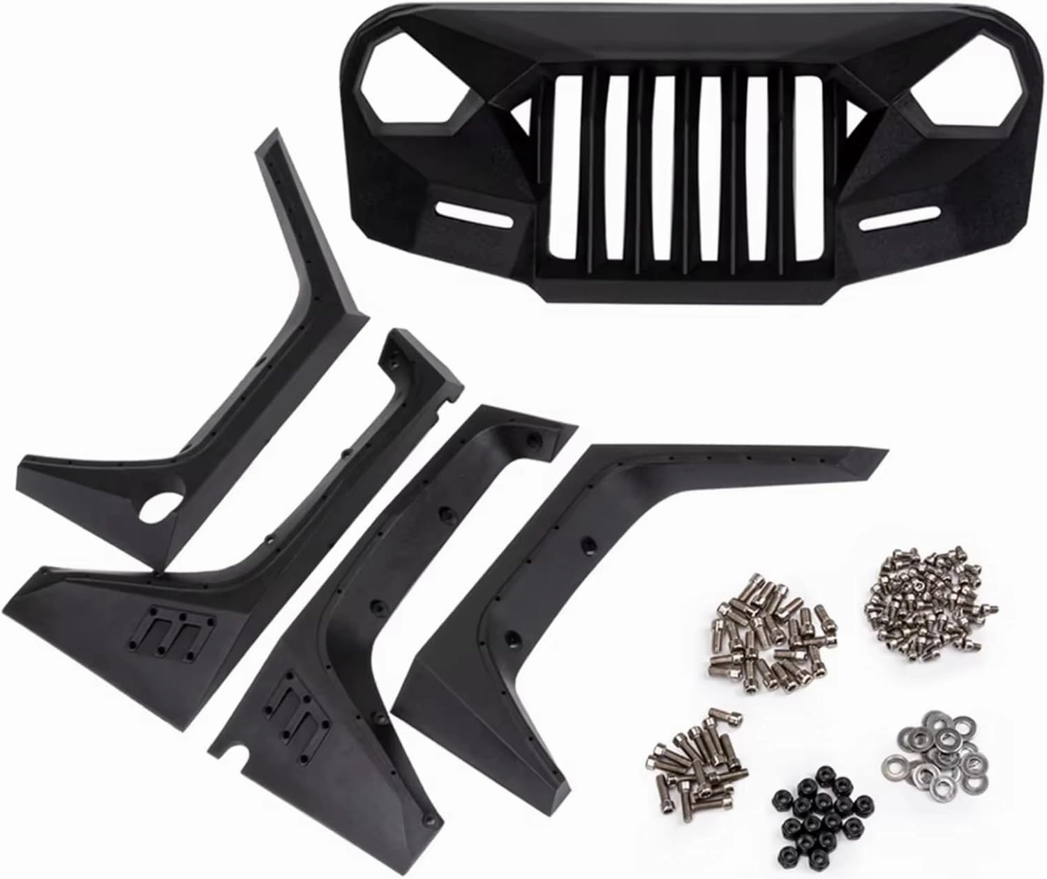 RC Car Accessories for Wrangler for Axial for Scx10 90046 90047 90048 1/10 Angry Front Grille Wheel Eyebrow Decoration Set RC Crawler Car(1 Set)