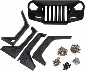 RC Car Accessories for Wrangler for Axial for Scx10 90046 90047 90048 1/10 Angry Front Grille Wheel Eyebrow Decoration Set RC Crawler Car(1 Set)