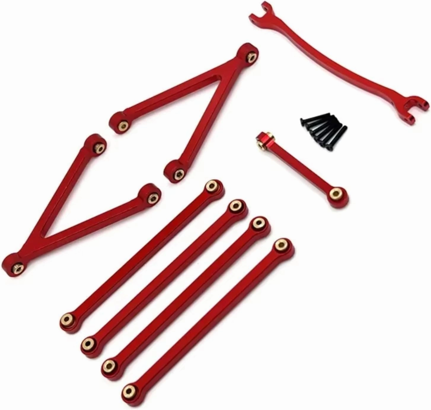 RC Car DIY Parts for FMS for FCX24 for Camel Cup 1/24 Metal for Chassis Links Pull Rods and Steering Rods Set RC Crawler Car Upgrade Parts Accessories(Red)