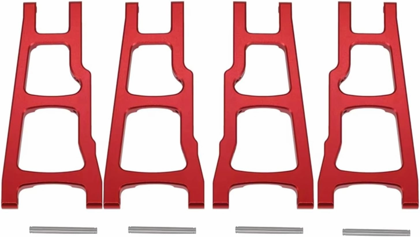RC Car DIY Parts for Traxxas for Slash for Stampede 4x4 for Rustler 4WD 3655 1/10 Metal Front and Rear Suspension Arm Set RC Car Upgrade Parts(Red)