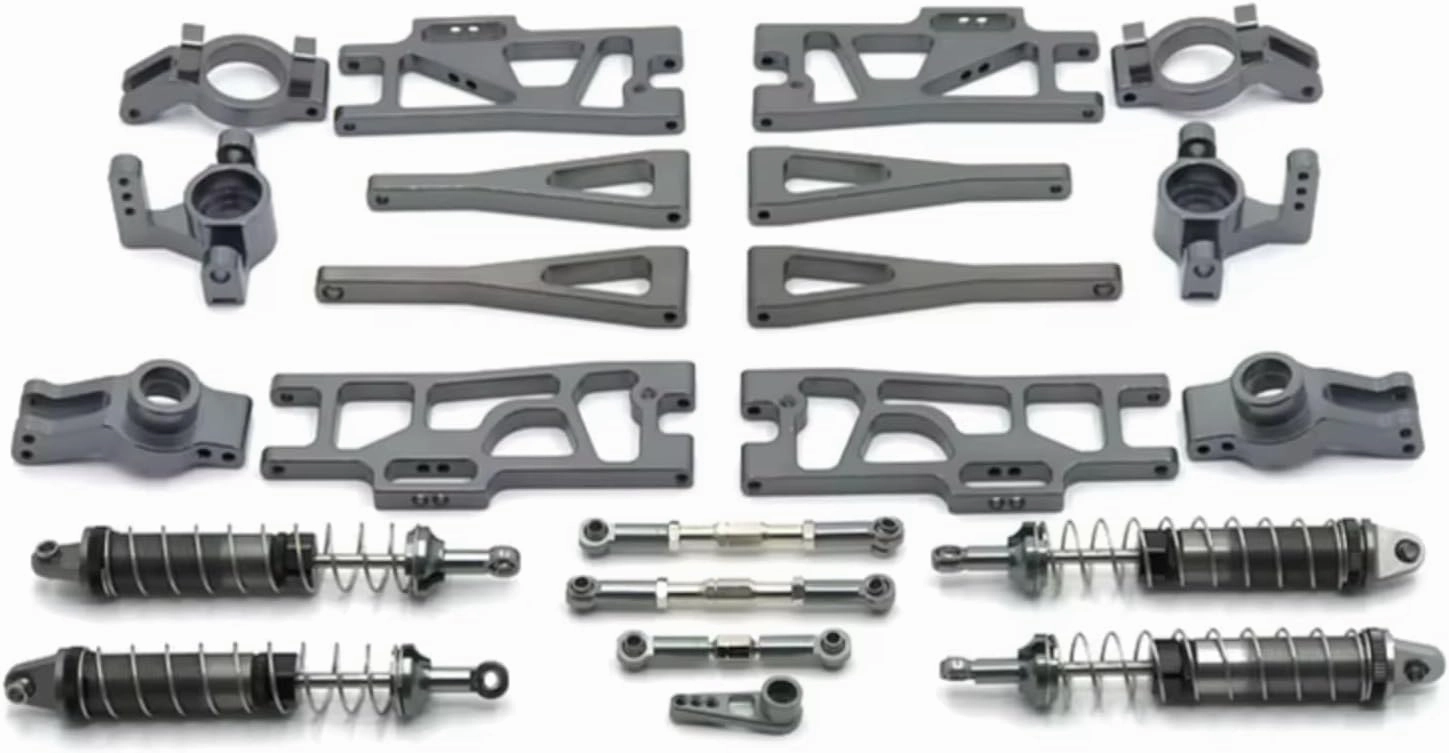 RC Car DIY Parts for WLtoys 104009 12402-A 12409 11 Piece Set Metal Upgrade Refit C-for Seat Steering Cup for Swing Arm Shock Absorber RC Car Parts(Gray)