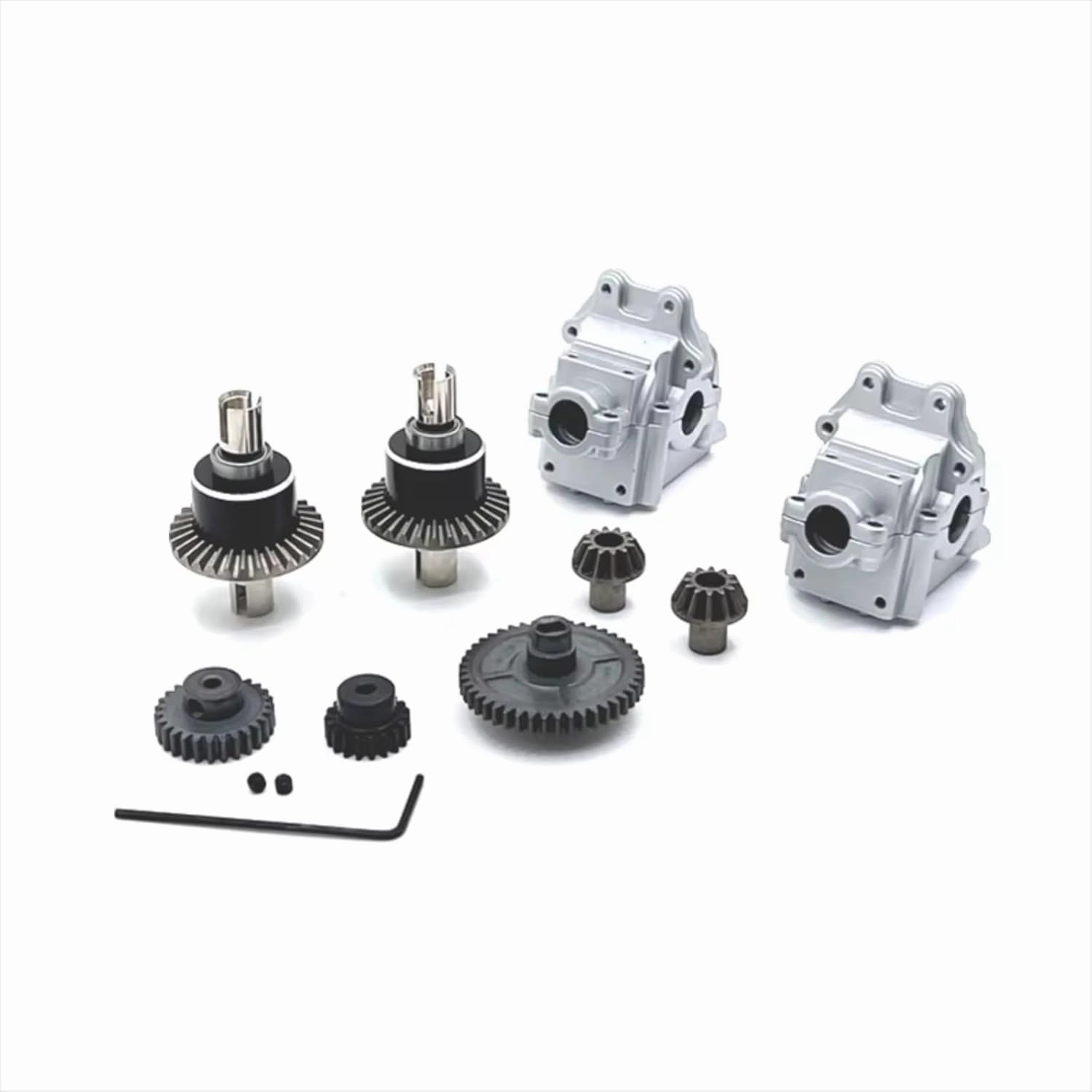 RC Car DIY Parts for WLtoys 124007 124017 124019 144001 144010 144002 for RIaarIo XDKJ-001 XDKJ-006 AM -X12 Metal Assembly Set RC Car Upgrade Parts(Silver)
