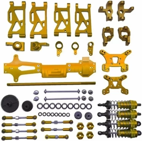 RC Car DIY Parts for WLtoys 144001 1/14 Metal Spare Parts Full Set of RC Car Upgrade Metal Parts(Yellow)