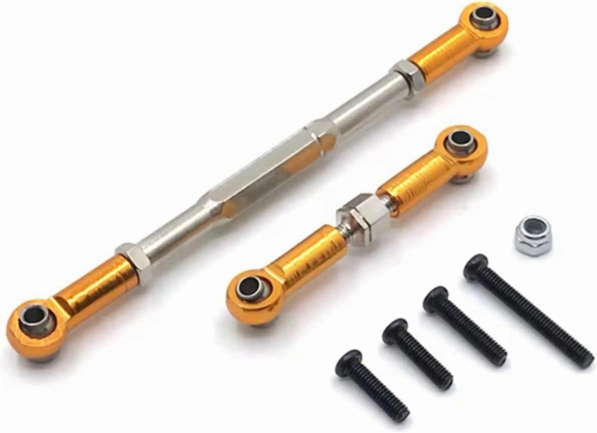 RC Car DIY Parts for WPL for Henglong for Feiyu for JJRC C14 C24 B14 B16 B24 B36 Metal Front Axle Steering Rod RC Car Upgrade Parts Accessories(Yellow)