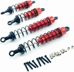 Rc Car Shock Absorber For Wltoys 12428 12423 12427 12429 FY-03 1/12 4pcs Metal Oil Shock Absorber RC Car Tracked Vehicle Parts And Accessories Upgrade Replacement Use(Red)
