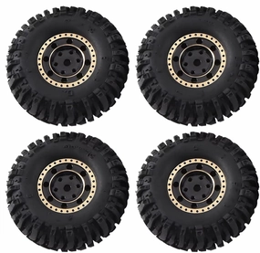 Rc Car Wheel Rim Tire Compatible with Axial for SCX24 for TRX4M for FMS for FCX24 1/18 1/24 RC Crawler Car Parts 4Pcs 55X22Mm 1.0 Brass Wheel Rim Rubber Tire