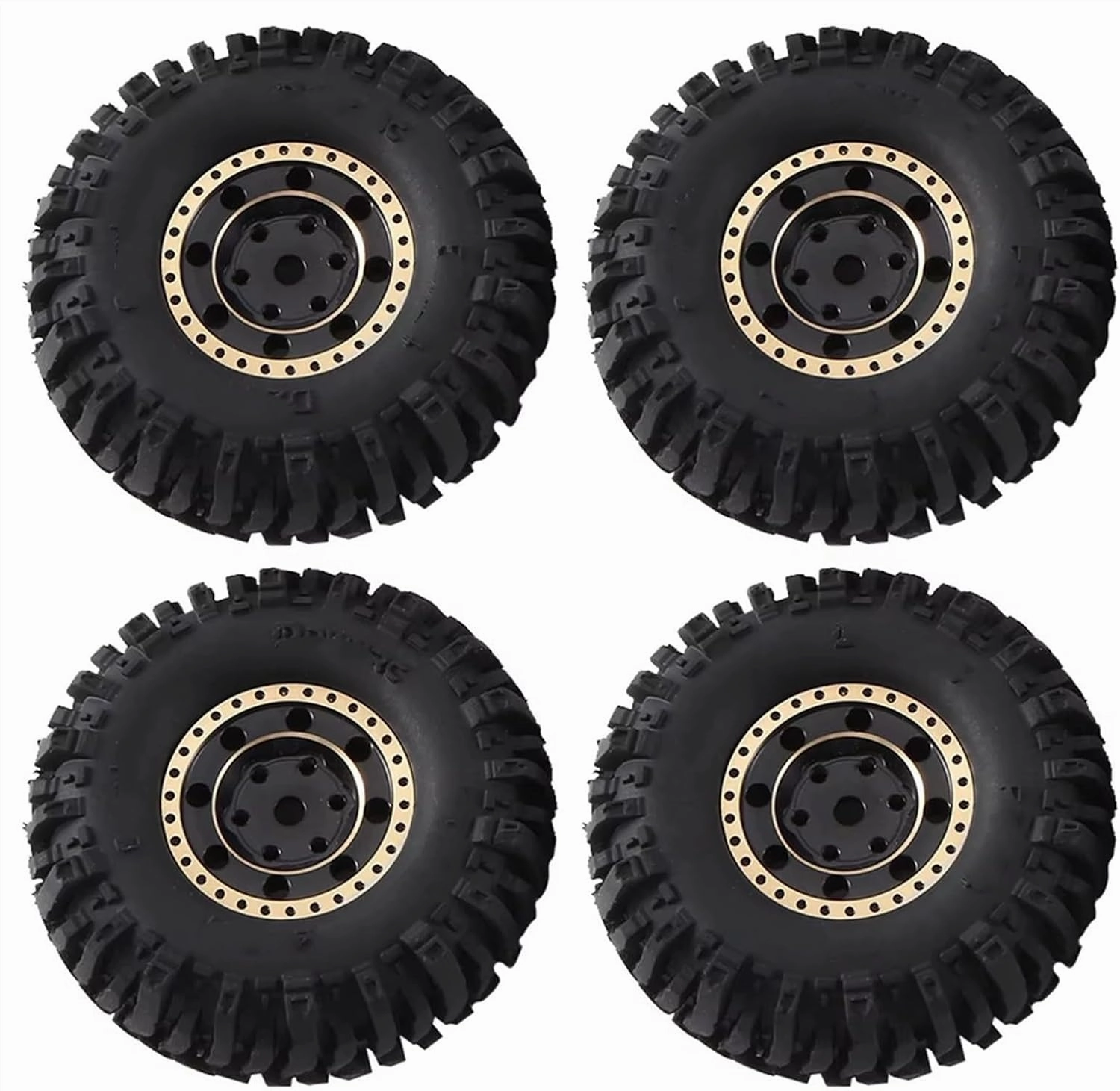 Rc Car Wheel Rim Tire Compatible with Axial for SCX24 for TRX4M for FMS for FCX24 1/18 1/24 RC Crawler Car Parts 4Pcs 55X22Mm 1.0 Brass Wheel Rim Rubber Tire